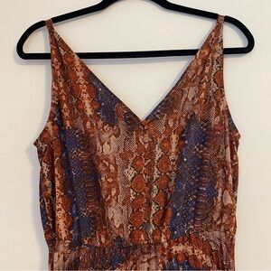 Nanette Lepore Vibrant Snake Print dress with pleated skirt, size 10